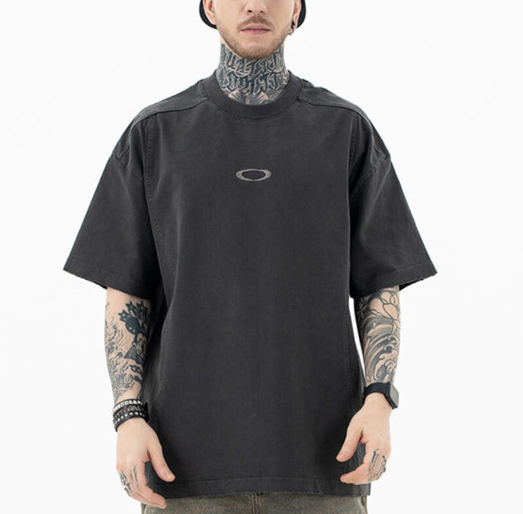 Quick Design Street Style T-shirt | 250G, 100% Cotton, Oversized Fit Dark T-shirt | Support OEM, ODM