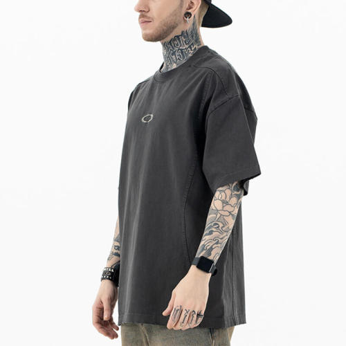 Quick Design Street Style T-shirt | 250G, 100% Cotton, Oversized Fit Dark T-shirt | Support OEM, ODM