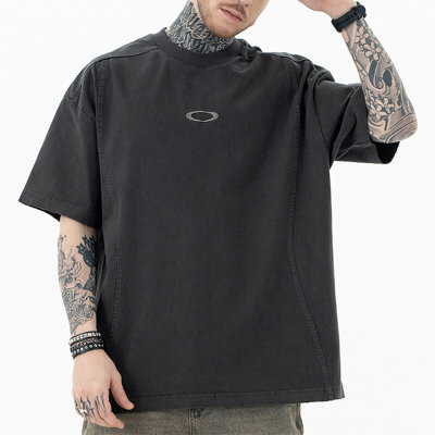 Quick Design Street Style T-shirt | 250G, 100% Cotton, Oversized Fit Dark T-shirt | Support OEM, ODM