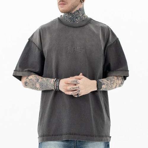 Custom Design Street Style T-shirt | 250GSM, 100% Cotton, Oversized Fit Dark T-shirt | Support OEM, ODM