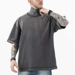 Custom Design Street Style T-shirt | 250GSM, 100% Cotton, Oversized Fit Dark T-shirt | Support OEM, ODM