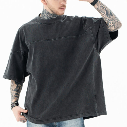 Customized Street Style Dark T-shirt | 250GSM, 100% Cotton, Oversized Fit Vintage T-shirt | Support OEM, ODM