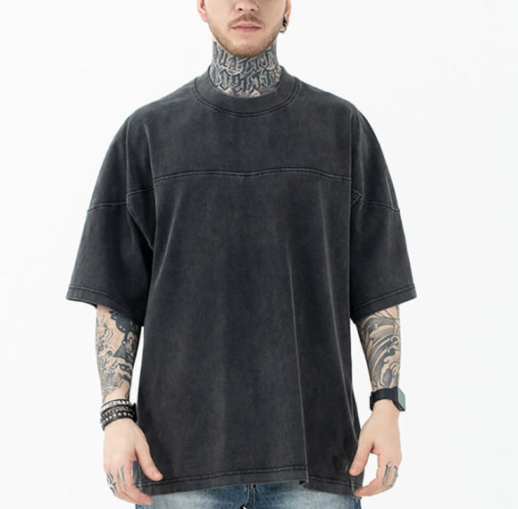 Customized Street Style Dark T-shirt | 250GSM, 100% Cotton, Oversized Fit Vintage T-shirt | Support OEM, ODM