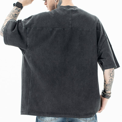 Customized Street Style Dark T-shirt | 250GSM, 100% Cotton, Oversized Fit Vintage T-shirt | Support OEM, ODM