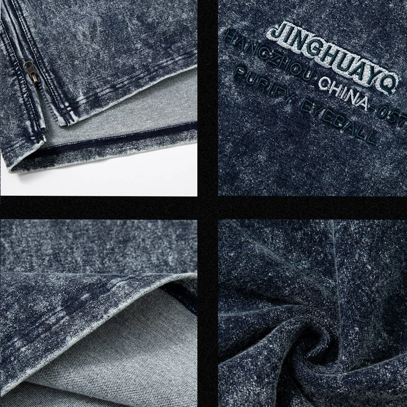 CUS2312A047 Streetwear Denim Jacket Detailed Display