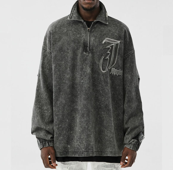 Custom Dark Style Streetwear Denim Jacket | 300GSM, 100% Cotton, Oversized Fit Hip Pop Jacket | Support OEM, ODM