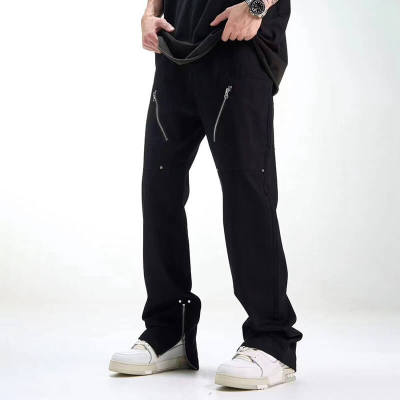 Custom Micro Flared Dark Style Cargo Pants | 97% Cotton 3% Spandex, Loose Fit, High Street Style Cargo Pants