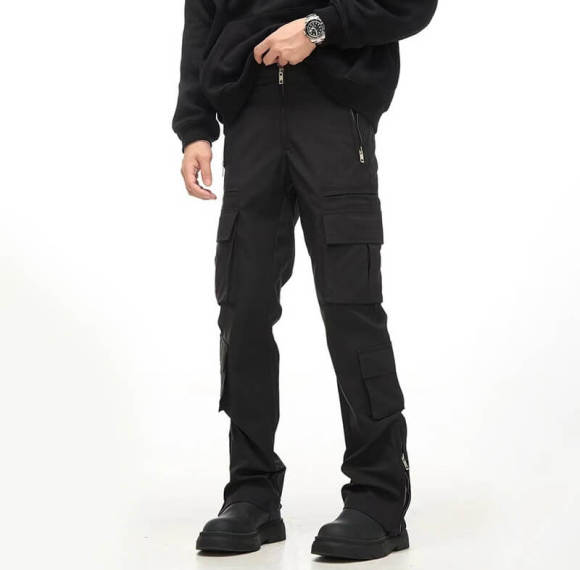 Custom Vintage Dark Urban Techwear Cargo Pants | 100% Polyester, Nylon, Loose Fit High Street Style Cargo Pants