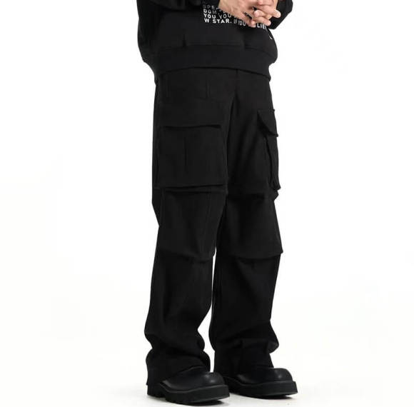 Custom Vintage Dark Urban Techwear Cargo Pants | 100% Polyester, Nylon, Loose Fit High Street Style Cargo Pants