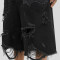 Custom Vintage Wash Broken Punk Street Style Shorts | Loose Fit Straight, 100% Cotton, Zipper Dark Street Style Shorts