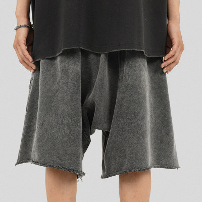 Custom Vintage Wash Street Style Shorts | Loose Fit Straight, 100% Cotton, Splicing Dark Street Style Shorts