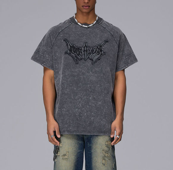 Custom Vintage Snow Wash Men's T-shirt | 260GSM, 100% Cotton, Oversized Fit Street Style T-shirt | Support OEM, ODM