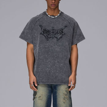 Custom Vintage Snow Wash Men's T-shirt | 260GSM, 100% Cotton, Oversized Fit Street Style T-shirt | Support OEM, ODM
