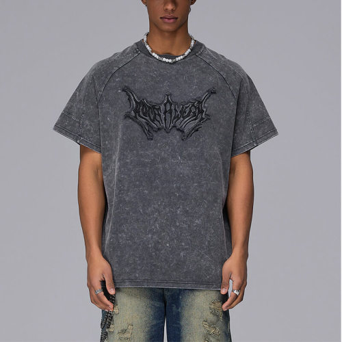 Custom Vintage Snow Wash Men's T-shirt | 260GSM, 100% Cotton, Oversized Fit Street Style T-shirt | Support OEM, ODM