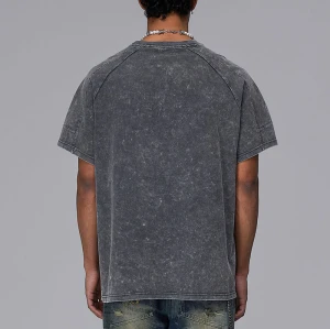 Custom Vintage Snow Wash Men's T-shirt | 260GSM, 100% Cotton, Oversized Fit Street Style T-shirt | Support OEM, ODM