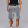 Custom Street Style Washed Denim Shorts｜87% Cotton, 11% Cellulose Polyester, 2% Polyester, Loose Straight Fit Casual Style Shorts