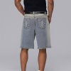 Custom Street Style Washed Denim Shorts｜87% Cotton, 11% Cellulose Polyester, 2% Polyester, Loose Straight Fit Casual Style Shorts