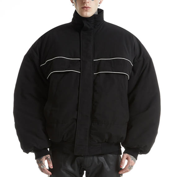 Custom Dark Style Streetwear Casual Cotton Coats | Imitation Silk Cotton, 100% Polyester, Oversized Fit Short Cotton Coats