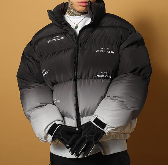 Custom Winter Streetwear Gradient Cotton Coats | 100% Polyester, Imitation Silk Cotton, Oversized Fit Cotton Coats