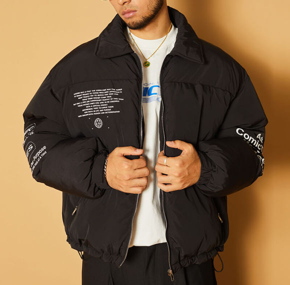 Custom Winter Streetwear Turndown Collar Down Coats | 100% Polyester, Washed Cotton, Oversized Fit Down Coats