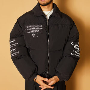 Custom Winter Streetwear Turndown Collar Down Coats | 100% Polyester, Washed Cotton, Oversized Fit Down Coats
