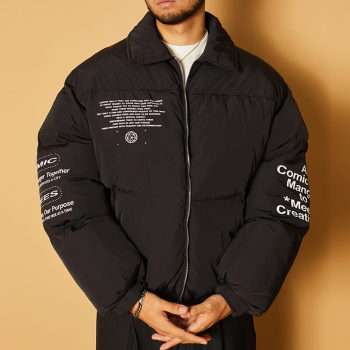 Custom Winter Streetwear Turndown Collar Down Coats | 100% Polyester, Washed Cotton, Oversized Fit Down Coats