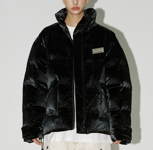 Custom Winter Street Style Short Down Coats | 100% Viscose Fiber, Washed Cotton, Oversized Fit Dark Down Coat