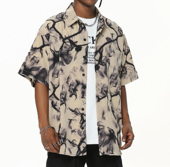 Custom Floral All Over Print Short Sleeve Shirts | 500GSM, 100% Polyester, Oversized Fit Street Style Shirts