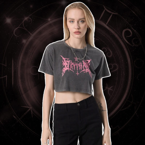 Customized Washed Crop Top Women Mystery Hot Transfer Print Crop T-shirts