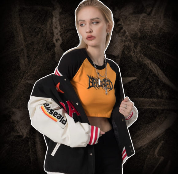 Custom Gothic Text Print Short Women's T-Shirt | 180GSM, 35% Cotton 65% Polyester, Fitted Fit Dark Street Style T-Shirt