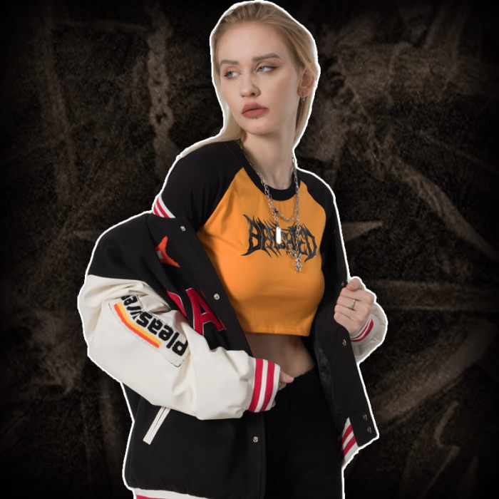 Custom Gothic Text Print Short Women's T-Shirt | 180GSM, 35% Cotton 65% Polyester, Fitted Fit Dark Street Style T-Shirt