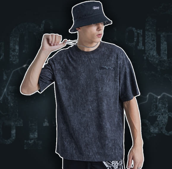 Custom Short Sleeve Skeleton T-shirt Men's Dark Screen Printing Washed T-shirts