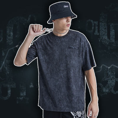 Custom Short Sleeve Skeleton T-shirt Men's Dark Screen Printing Washed T-shirts