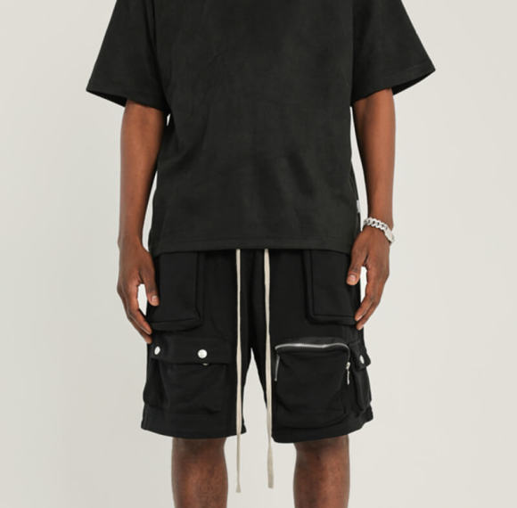 Custom High Street Style Cargo Shorts | 100% Cotton, Loose Fit Solid Color Sport Straight Streetwear Shorts