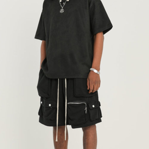 Custom High Street Style Cargo Shorts | 100% Cotton, Loose Fit Solid Color Sport Straight Streetwear Shorts