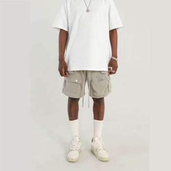 Custom High Street Style Cargo Shorts | 100% Cotton, Loose Fit Solid Color Sport Straight Streetwear Shorts