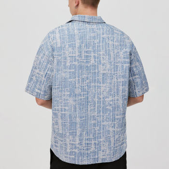 Custom Street Style Washed Denim Shirt | Jacquard Fabric, 80% Cotton 20% Polyester, Oversized Fit Casual Style Shirt