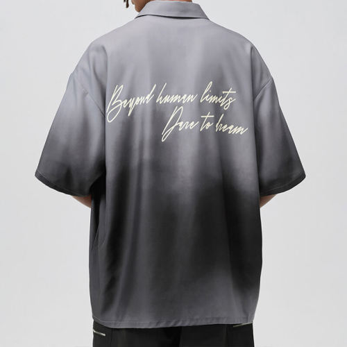 Customized Gradient Street Style Shirt | Woven Fabric, 100% Polyester, Oversized Fit Street Style Shirt