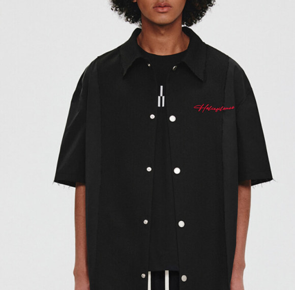 Custom Splicing Street Style Short Sleeve Shirt | 175GSM, 50% Cotton, 50% Polyester, Oversized Fit Dark Style Shirt