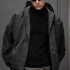 Custom Slightly Wrinkled Vintage Washed Jacket | 100% Cotton, Sweatshirt Fabric, Oversized Fit | Dark Style Streetwear Short Jacket