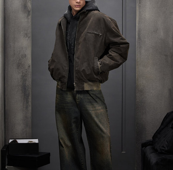 Custom Vintage Washed Streetwear Bomber Jacket | 100% Cotton, Plain Cotton, Oversized Fit | Dark Style Streetwear Jacket