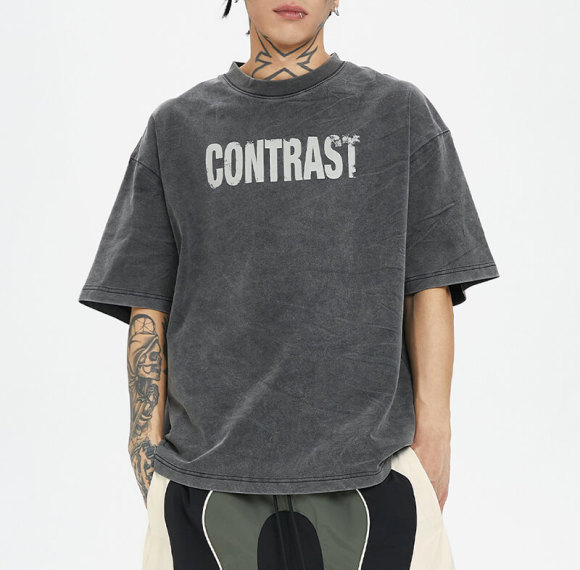 Custom Vintage Dark Street Style T-shirt | 305GSM, 100% Cotton, Oversized Fit,Short Sleeve T-shirt