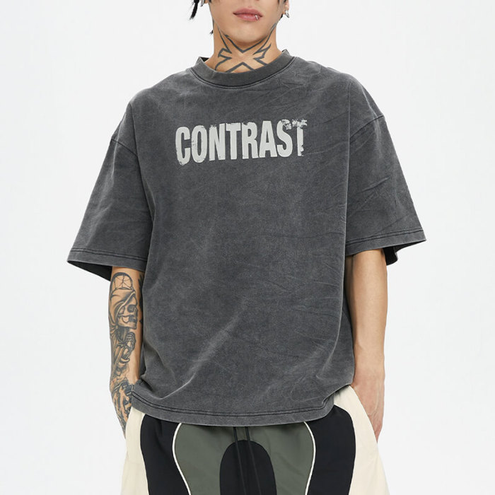 Custom Vintage Dark Street Style T-shirt | 305GSM, 100% Cotton, Oversized Fit,Short Sleeve T-shirt