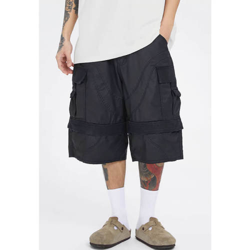 Custom Batik Dark Style Cargo Shorts | 100% Cotton, High Street Multi-Pocket Straight Streetwear Shorts