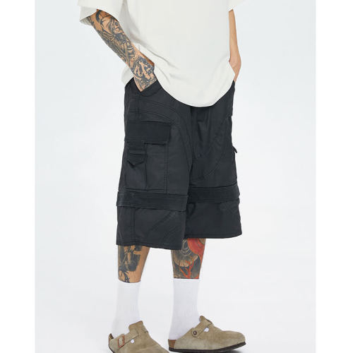 Custom Batik Dark Style Cargo Shorts | 100% Cotton, High Street Multi-Pocket Straight Streetwear Shorts