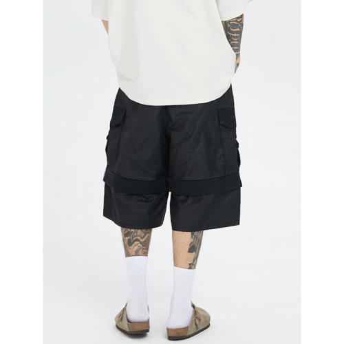 Custom Batik Dark Style Cargo Shorts | 100% Cotton, High Street Multi-Pocket Straight Streetwear Shorts