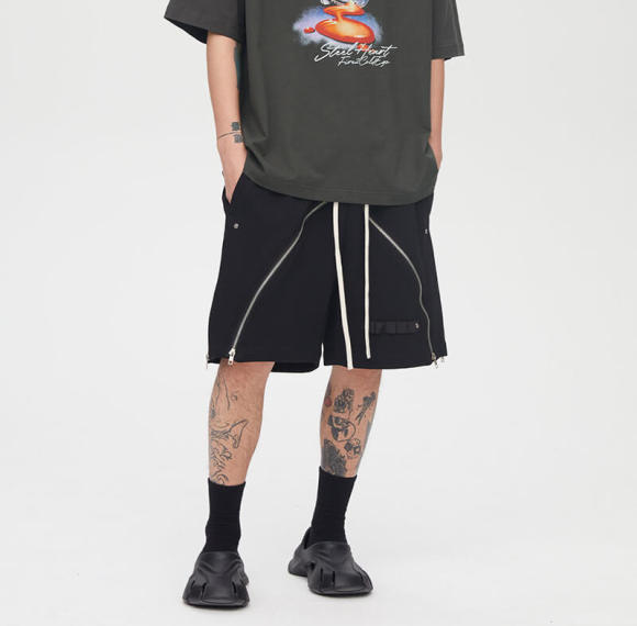 Custom Zipper Rivet High Street Style Shorts | 100% Cotton, Heavyweight Work Pants Street Style Shorts