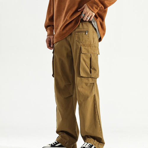 Custom Vintage Wash Multi-Pocket Cargo Pants | 100% Cotton, Loose Fit High Street Style Cargo Pants