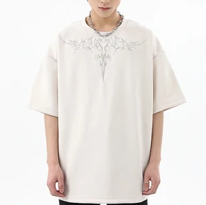 Custom Embroidered Printed High Street T-Shirt | 260GSM, 100% Cotton, Short Sleeve, Oversized Fit | Support OEM, ODM