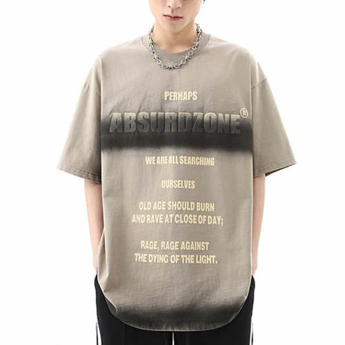 Custom Gradient Puff Print Street Style T-shirt | 270GSM, 100% Cotton, Short Sleeve, Oversized Fit | Support OEM, ODM